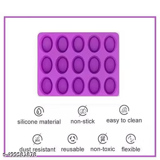 1Pc Silicone Soap Mold For Soap Making 15 Cavity Oval Shape Soap
